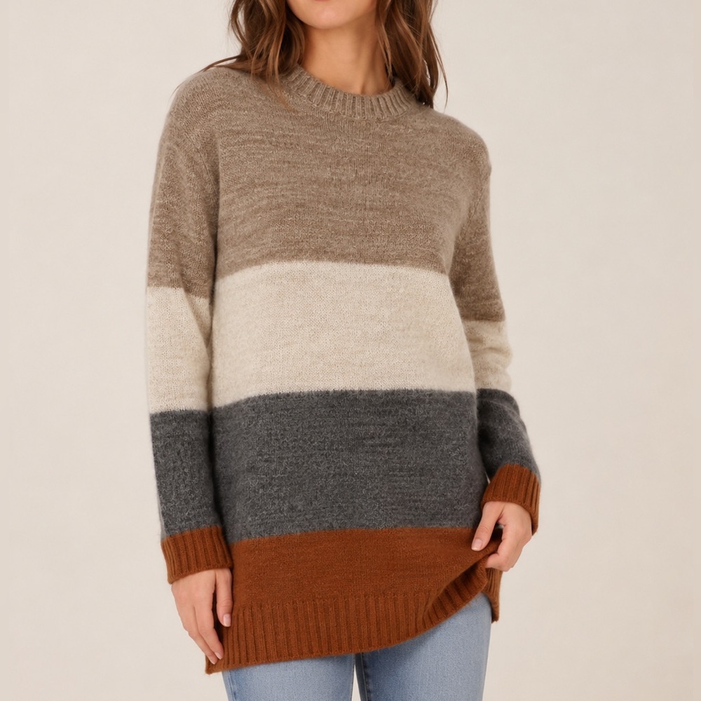 Universal Thread Colorblock Long Striped Cozy Knit Sweater Tunic | Size XS